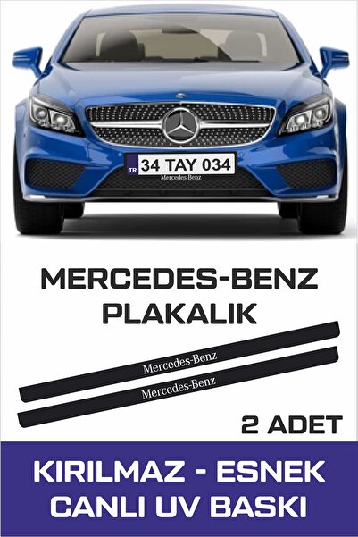 TAY PROMOSYON MERCEDES-BENZ Yazılı Oto Plakalık Kişiye Özel Kırılmaz Siyah UV Kabartmalı 2 Adet Takmatik