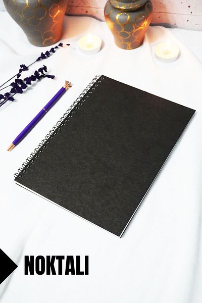 markcat A5 Black Kraft Cover - Dotted Notebook - 60 Sheets (120 Pages) 15X21 cm - School Notebook