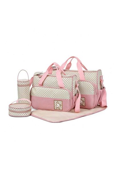 huitich Chic Baby Diaper Bag Set All-in-One Travel Solution for Baby Needs Pink
