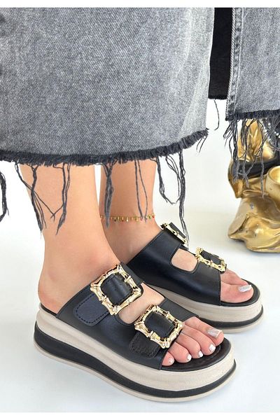 Celira Jalli Black Skin Slippers