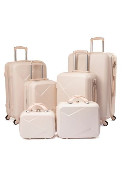 LİMRA Modern Design 6-Piece Beige Luggage Set with Wheels