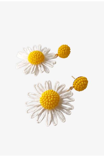 roseberry Daisy Handmade Hanging Straw Women's Earrings - R1515