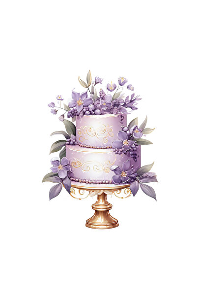 INOVATIX Set de 8, stickere pentru tort cu două etaje și flori mov, INOVATIX®...