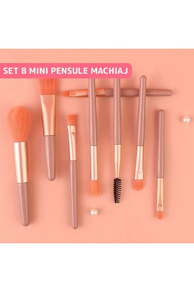 Teno Set of 8 Teno® Mini Makeup Brushes, professional/beginner makeup, portable, pink