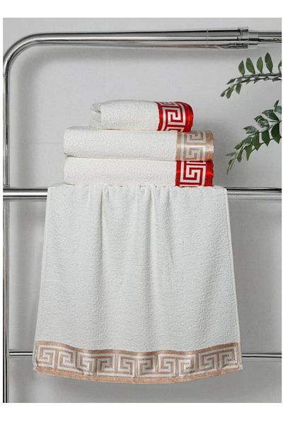 d'niss home touch of nature in your home 4-Piece Greek Pattern Bathroom Set 50*90-70*140