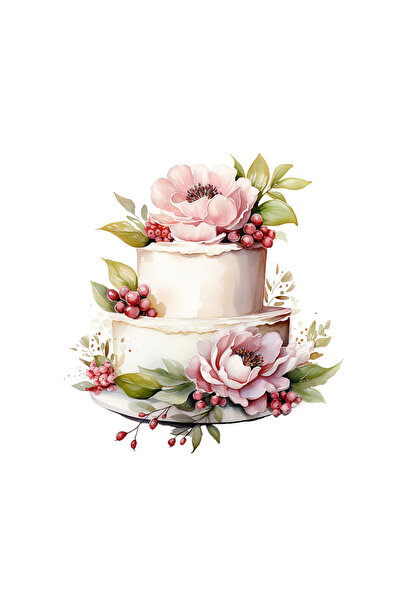 INOVATIX Set de 8 autocolante pentru tort de nuntă cu fructe și flori roz, INOVATIX®. 6 cm