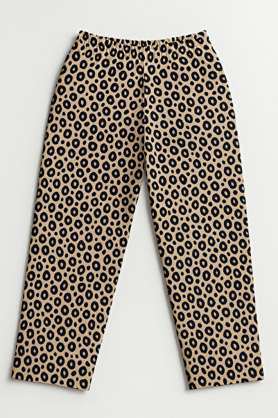 Black Arden Socks Kadın Kırmızı-Leopar Desenli Rahat Kesim Flanel Pijama Altı – Yumuşak Milan Kumaş