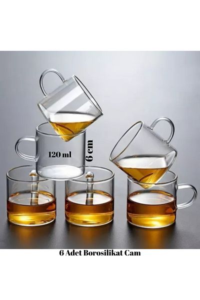 Grossberg Coffee 6 Pieces Borosilicate Heat Resistant Esoresso & Turkish Coffee Cup 120 ml