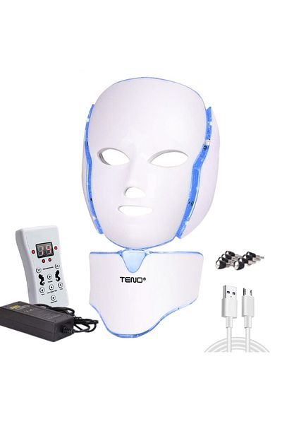 Teno 7in1 Facial Mask with Led Teno®, wrinkle/acne/spot reduction, complete treatment, white