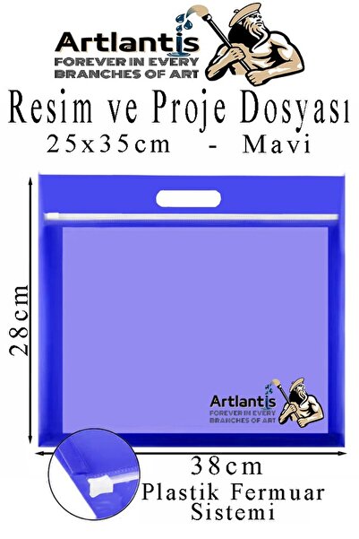 Artlantis Plastik Fermuarlı Proje Dosyası 25x35 cm 1 Adet Tutmaçlı 28x38 cm R...