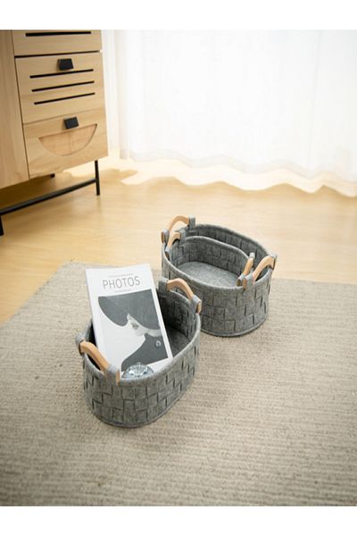 HONEYBEE 3-Piece Sturdy Open Top Design Storage Basket Set with Handle