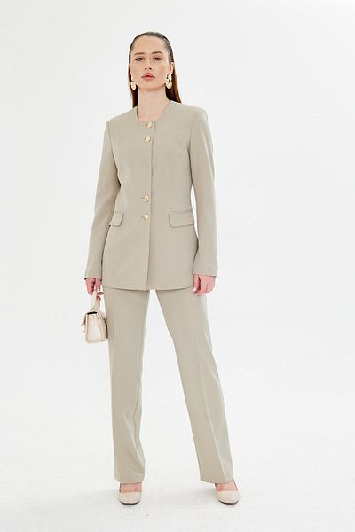 LOVELF Gold Buttoned Square Collar Suit Light Khaki