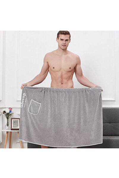 miraza Men's Microfiber Bath Towel Quick Drying Absorbent With Pocket and Adjustable Elastic Staples