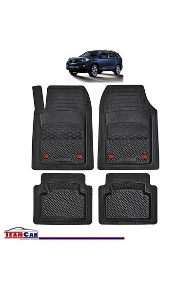 TEAMCAR ® Car Mats Tray Type Compatible With Kia Sorento Ii (2009–2014) Black Durable Material