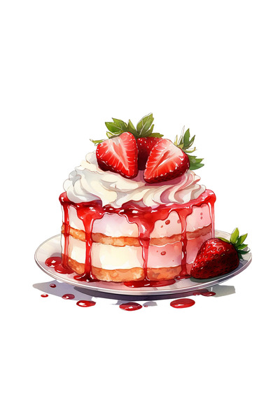 INOVATIX Set de 8 piese, autocolant pentru tort cu frișcă și căpșuni, INOVATIX®. 6 cm