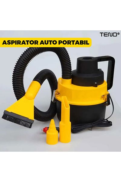 Teno Aspirator Auto Portabil Teno®, capacitate 3 litri, 120 W, 4 accesorii incluse, galben