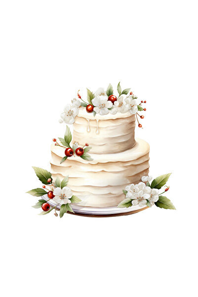 INOVATIX Set de 8 autocolante pentru tort de nuntă cu cireșe și flori de cireș, INOVATIX®. 6 cm