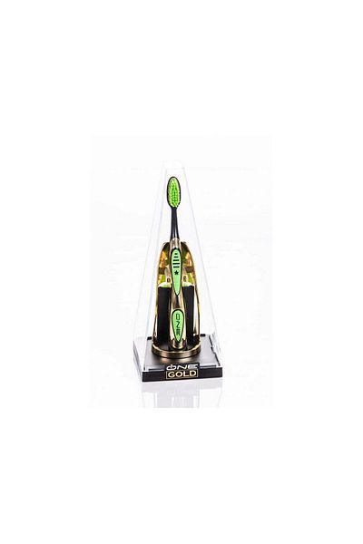 One Gold 24k Gold Plated Toothbrush, 3 Refills, Green, Made In Italy, Limited Edition
