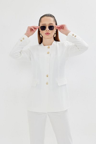 LOVELF Gold Buttoned Square Collar Suit Ecru