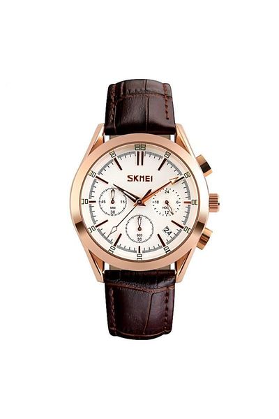 Skmei - Men's Watch CHRONODATE BROWN-ROSEGOLD-WHITE