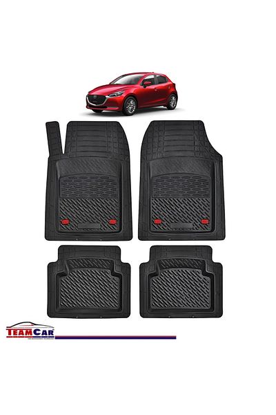 TEAMCAR Covorașe auto tip tavă compatibile cu Mazda 2 III (2014–2022), negre, material durabil