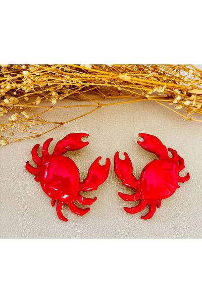Markiz Takı Brand Crab Earrings 6 cm