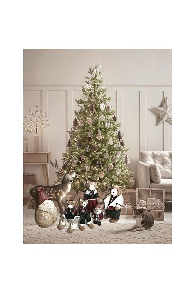 Strend Pro Christmas decoration, teddy bear in green dress, 17x14x26 cm