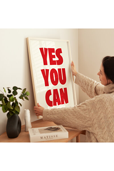ARTHOUSECOLLECTIVE YES YOU CAN POSTER – Roșu - Scriere de perete tipografie modernă - Poster fără cadru