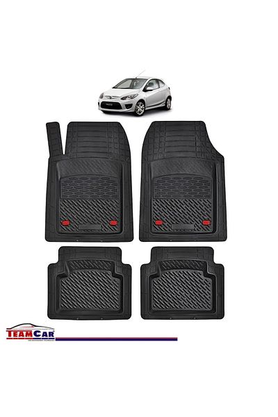 TEAMCAR Covorașe auto tip tavă compatibile cu Mazda 2 II (2007–2014), negre, material durabil