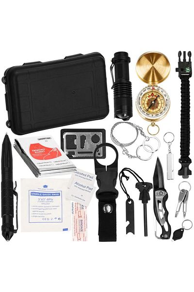 Springos Tourist Kit, Survival, Multifunctional, With Toolbox, Set of 19 Pieces, 20x11x5 Cm,