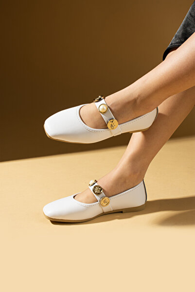 WMİLANO Γυναικεία μπαλαράκια με λευκή αγκράφα, ελαφριά άνετη σόλα, κομψά casu...