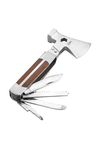 NEO Tool, Multifunctional Knife, 11 In 1, Survival Model, Wooden Handle,
