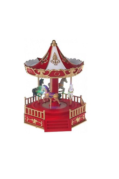 Strend Pro Musical Christmas Decoration, Carousel, Multicolored Led, 3xaa, 18.3x20x23 Cm