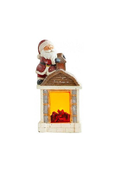 Strend Pro Christmas Decoration, Ceramic, Santa Claus With Fireplace, Led, 3x3, 27.5x19x51 Cm