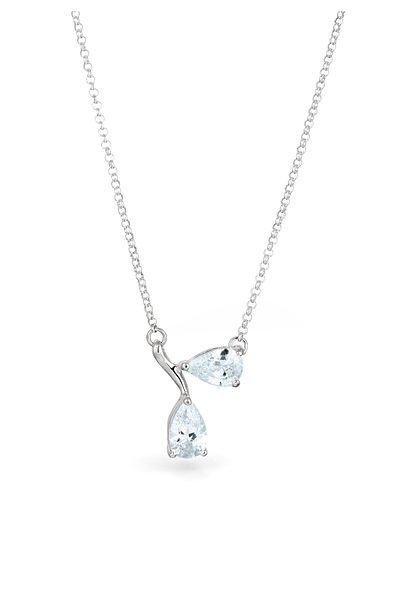 ELLI Colier cu pandantiv din argint 925, model Peachin Zirconia, model picătură, culoare alb, model picătură, model piersic