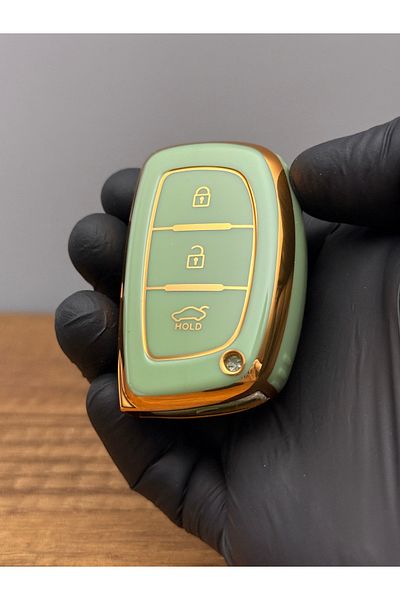 Luxe Aksesuarr Hyundai Tucson-Elentra Smart 3 Button Silicone Key Controller Protection Case – Green Color