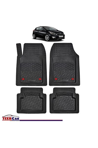 TEAMCAR ® Car Mats Tray Type Compatible Kia Ceed Ii (2012–2018) Black Durable Material