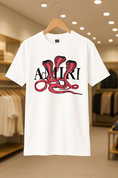 SELF CONTROL Red Snake Printed Oversize Unisex 100% βαμβακερό μπλουζάκι με αναπνεύσιμο χοντρό ύφασμα