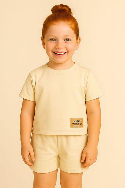 opheliateks Basic Girl Boy Summer Shorts Set with Coat of Arms