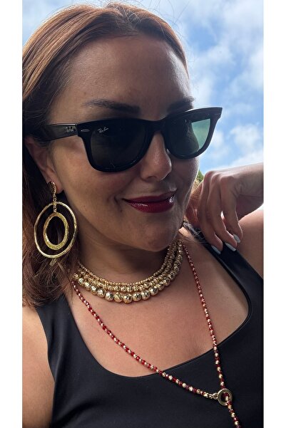 Exsisto Luxury ALTIN KAPLAMA SALLANTILI HALKA KÜPE