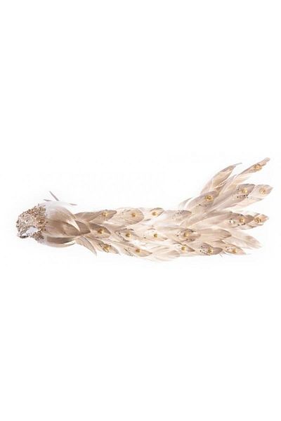 Strend Pro Christmas decoration, peacock, gold and white, 50x20x23 cm