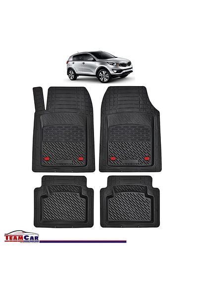 TEAMCAR ® Car Mats Tray Type Compatible With Kia Sportage Iii (2010–2015) Black Durable Material