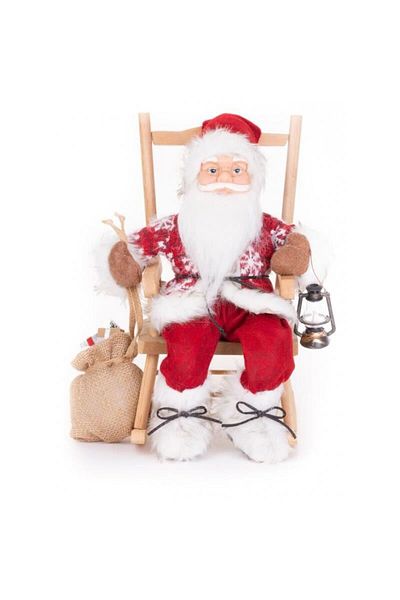 Strend Pro Christmas Decoration, Santa Claus on Chair, Red, 46 Cm