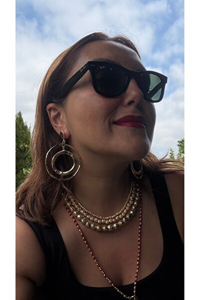 Exsisto Luxury ALTIN KAPLAMA SALLANTILI HALKA KÜPE