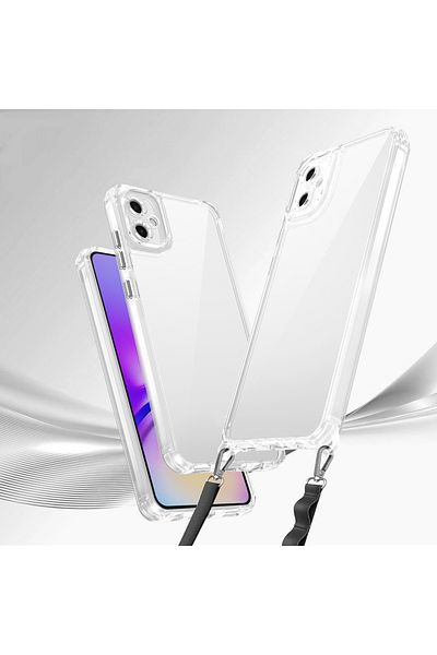 Teknova حافظة متوافقة مع هاتف Galaxy A06 مع وسادة هوائية وحزام قابل للتعليق TKNV Snap Silicone Cover - شفاف