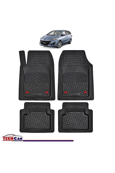 TEAMCAR Covorașe auto tip tavă compatibile cu Mazda 5 II (2010–2018), negre, material durabil