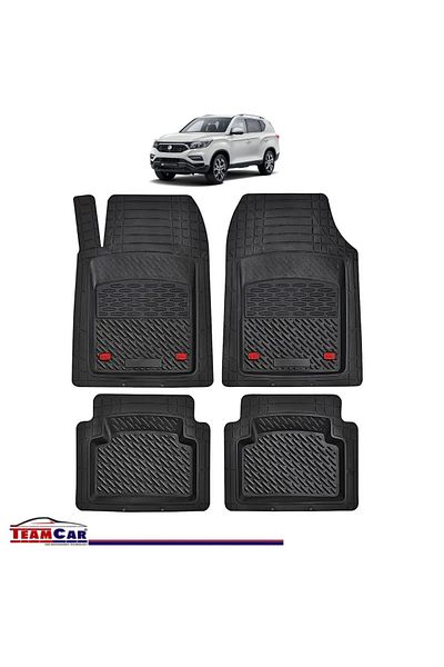 TEAMCAR ® Car Mats Tray Type Compatible Ssangyong Rexton Iv (2017-2025) Black Durable Material