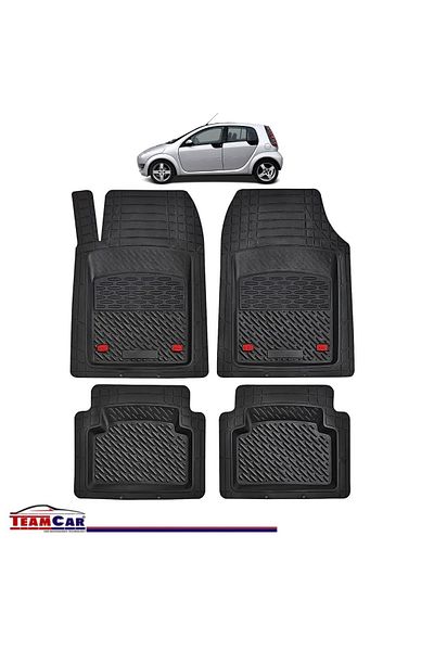TEAMCAR Covorașe auto tip tavă compatibile cu Smart Forfour (2004–2006), negre, material durabil
