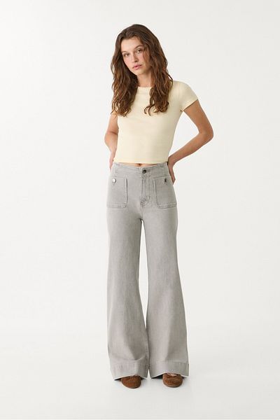 Stradivarius D77 بنطلون جينز بسيط مع جيوب