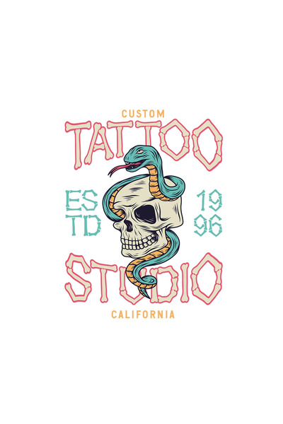 INOVATIX Set de 8 bucăți, Sticker Tattoo Studio California, INOVATIX®. 6 cm